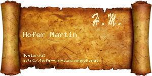 Hofer Martin névjegykártya